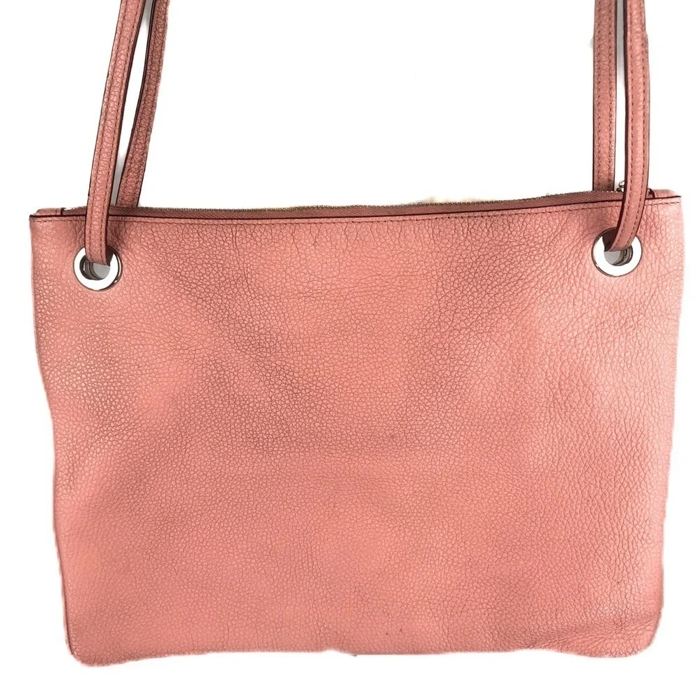 Coach Pebbled Convertible crossbody shoulder bag silver pink F52901